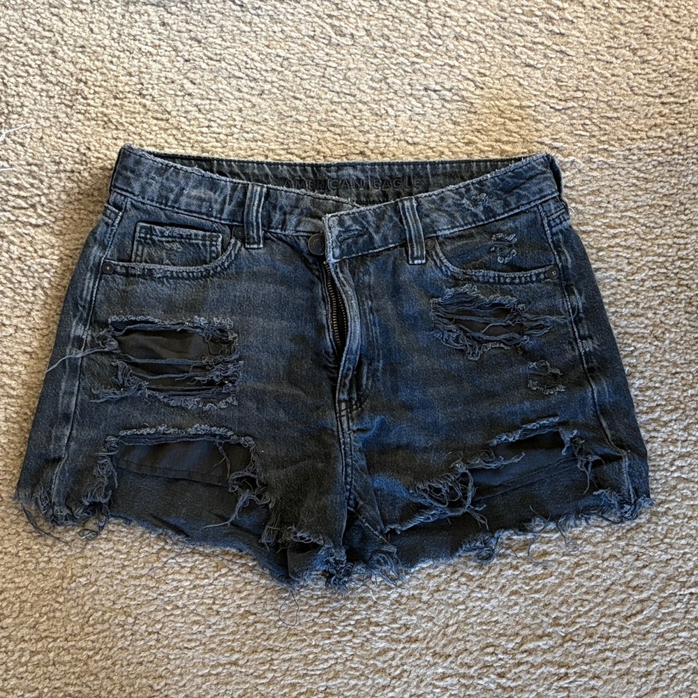 American Eagle Outfitters Ripped Dark Gray Jean Shorts